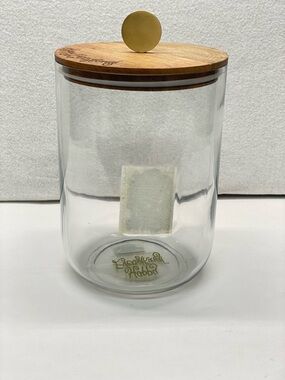 Happy Everything Laura Johnson Glass Canister Bamboo Lid Gold Knob MINI-GKNJAR